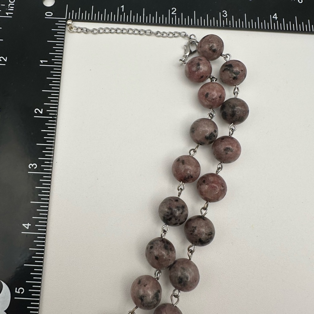 Handmade Unique Lavender Kiwi Jasper Beaded Chain Link Necklace - Picture 6 of 6